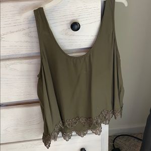Olive green crew neck tank top.